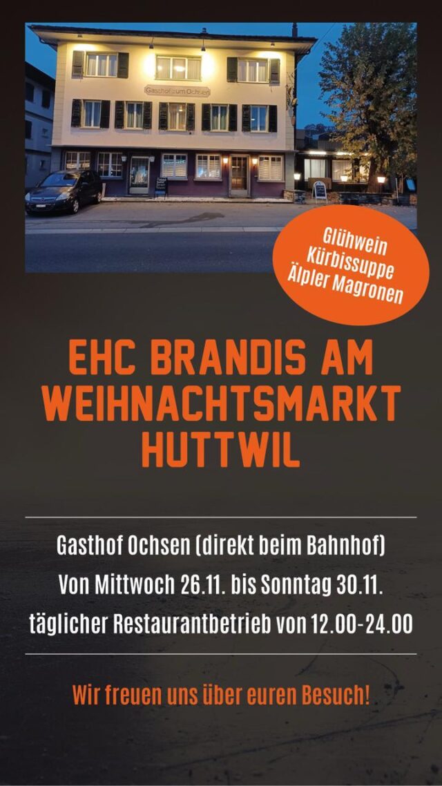 Flyer EHC Brandis am Weihnachtsmarkt in Huttwil